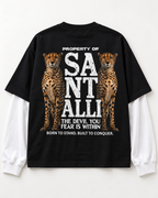 LEOPARD ATTACHED SLEEVE T-SHIRT