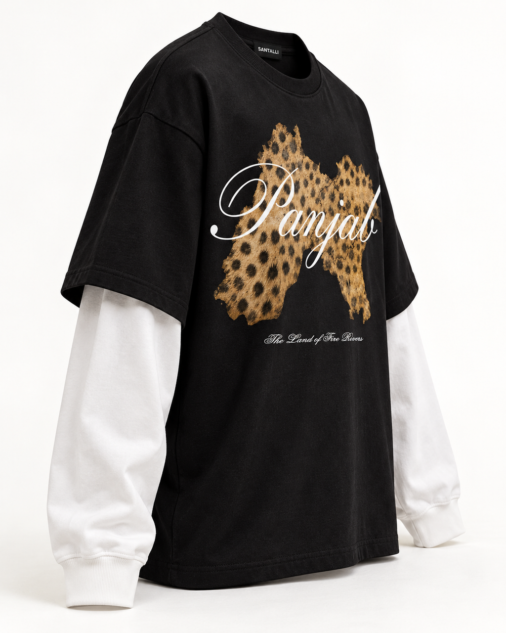 LEOPARD ATTACHED SLEEVE T-SHIRT