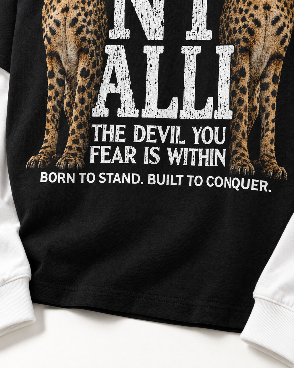 LEOPARD ATTACHED SLEEVE T-SHIRT