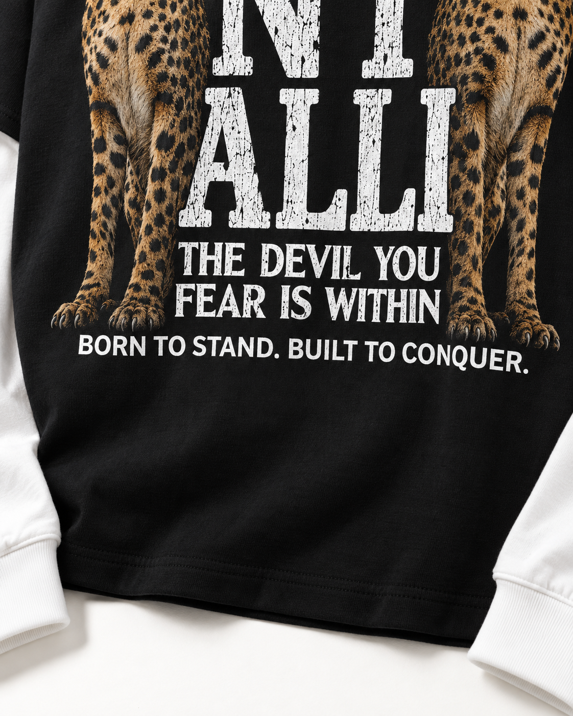 LEOPARD ATTACHED SLEEVE T-SHIRT