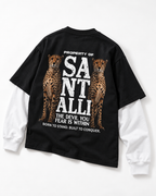 LEOPARD ATTACHED SLEEVE T-SHIRT