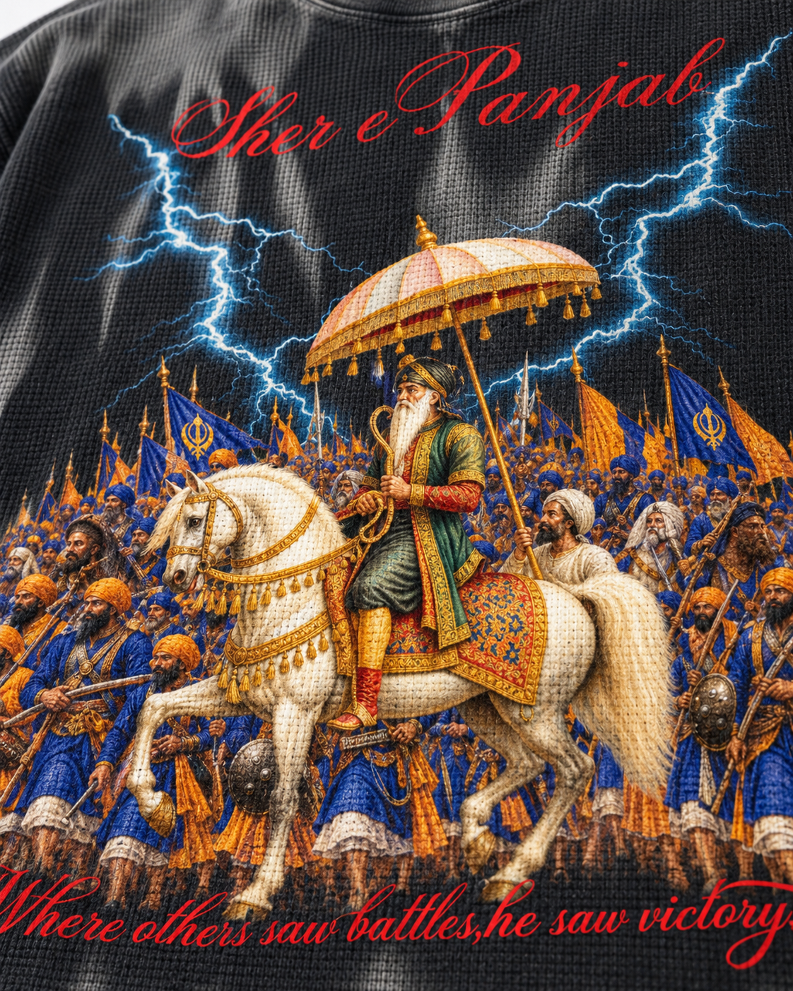 SHER E PANJAB HAMMER WASHED WAFFLE TSHIRT
