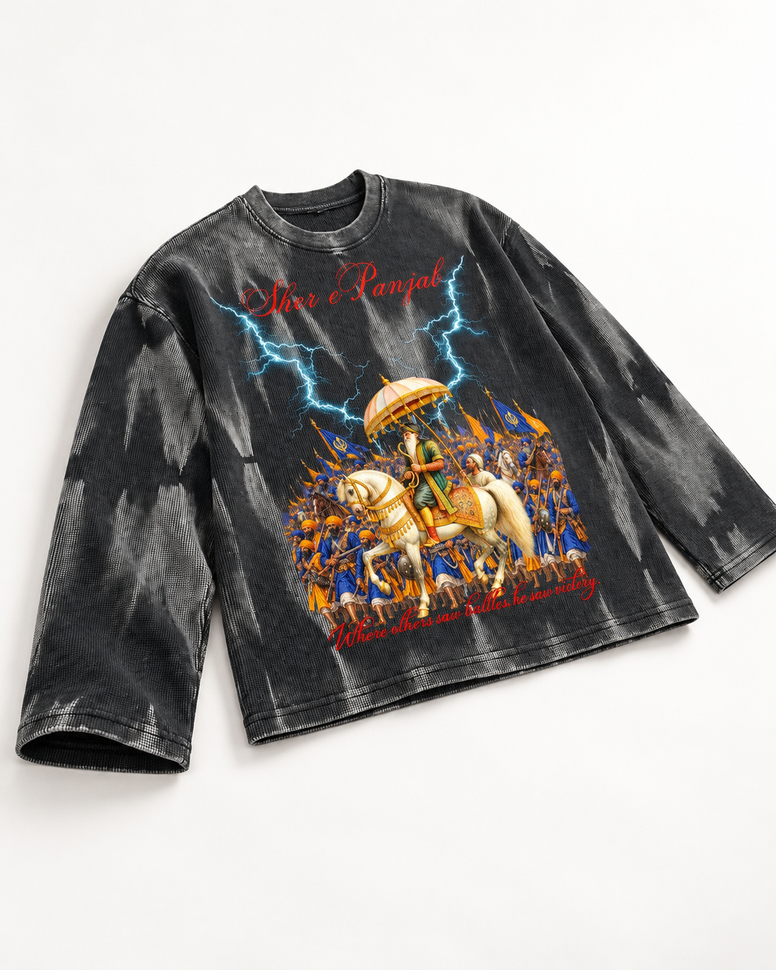 SHER E PANJAB HAMMER WASHED WAFFLE TSHIRT