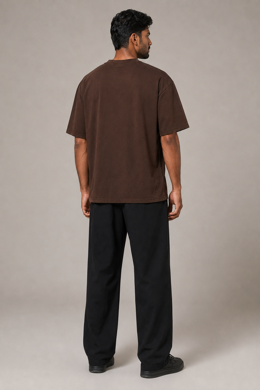 BROWN OVERSIZED ACID WASHED T-SHIRT