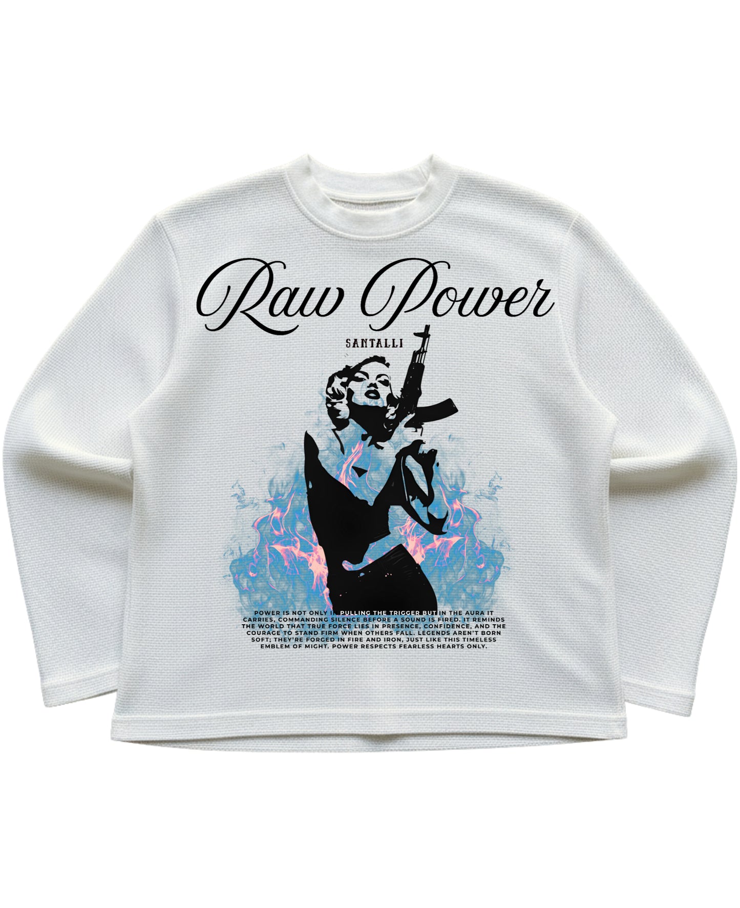 Off-white waffle knit oversized full-sleeve Front Design