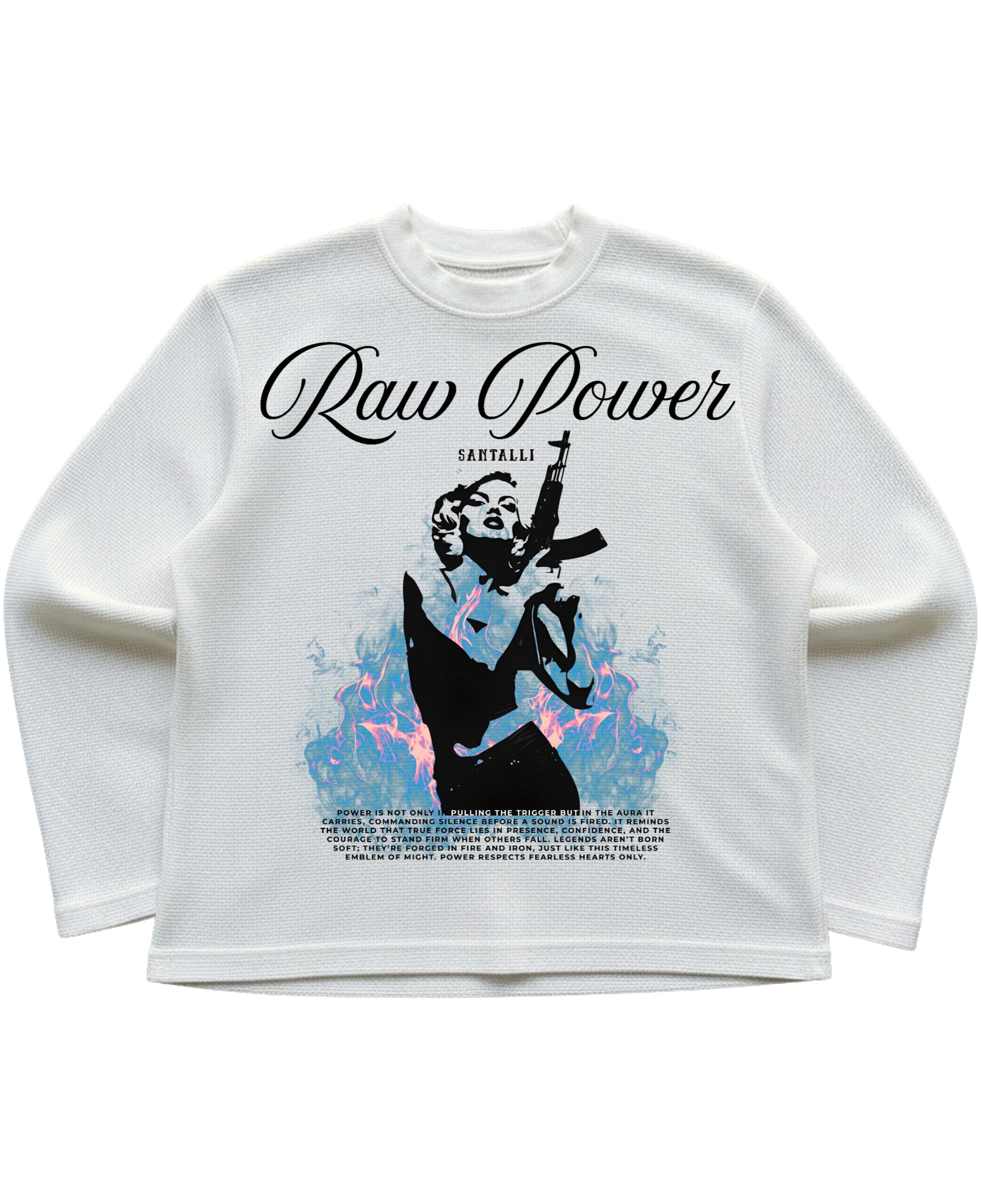 Off-white waffle knit oversized full-sleeve Front Design