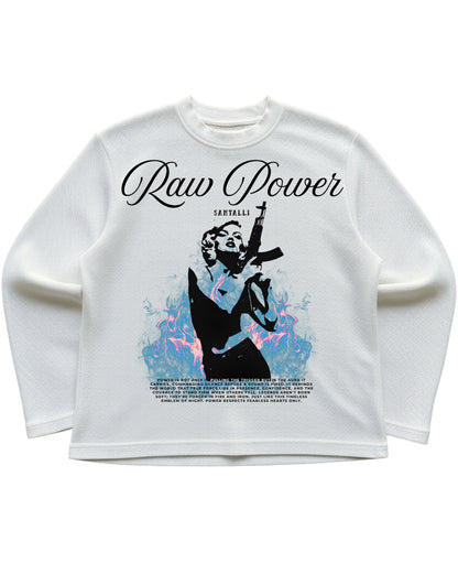 Off-white waffle knit oversized full-sleeve Front Design