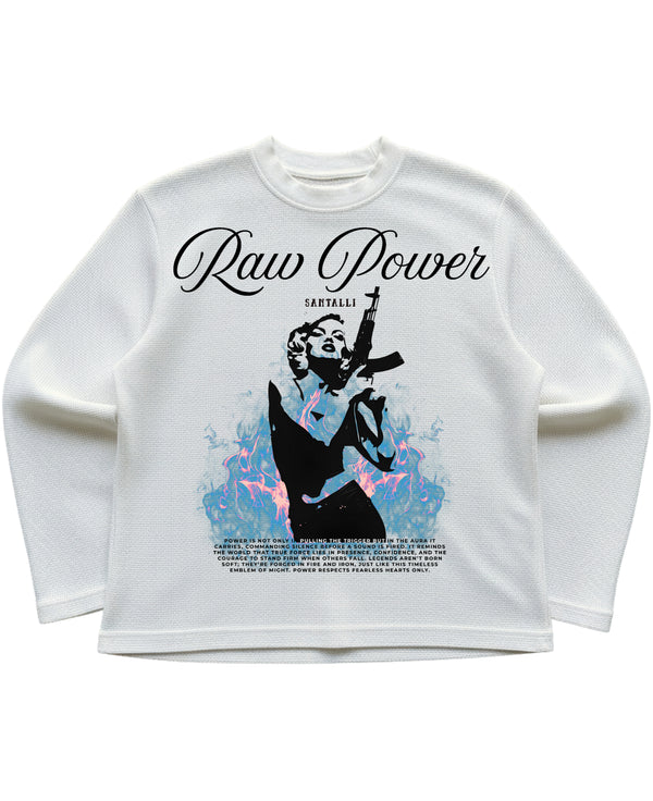 Off-white waffle knit oversized full-sleeve Front Design