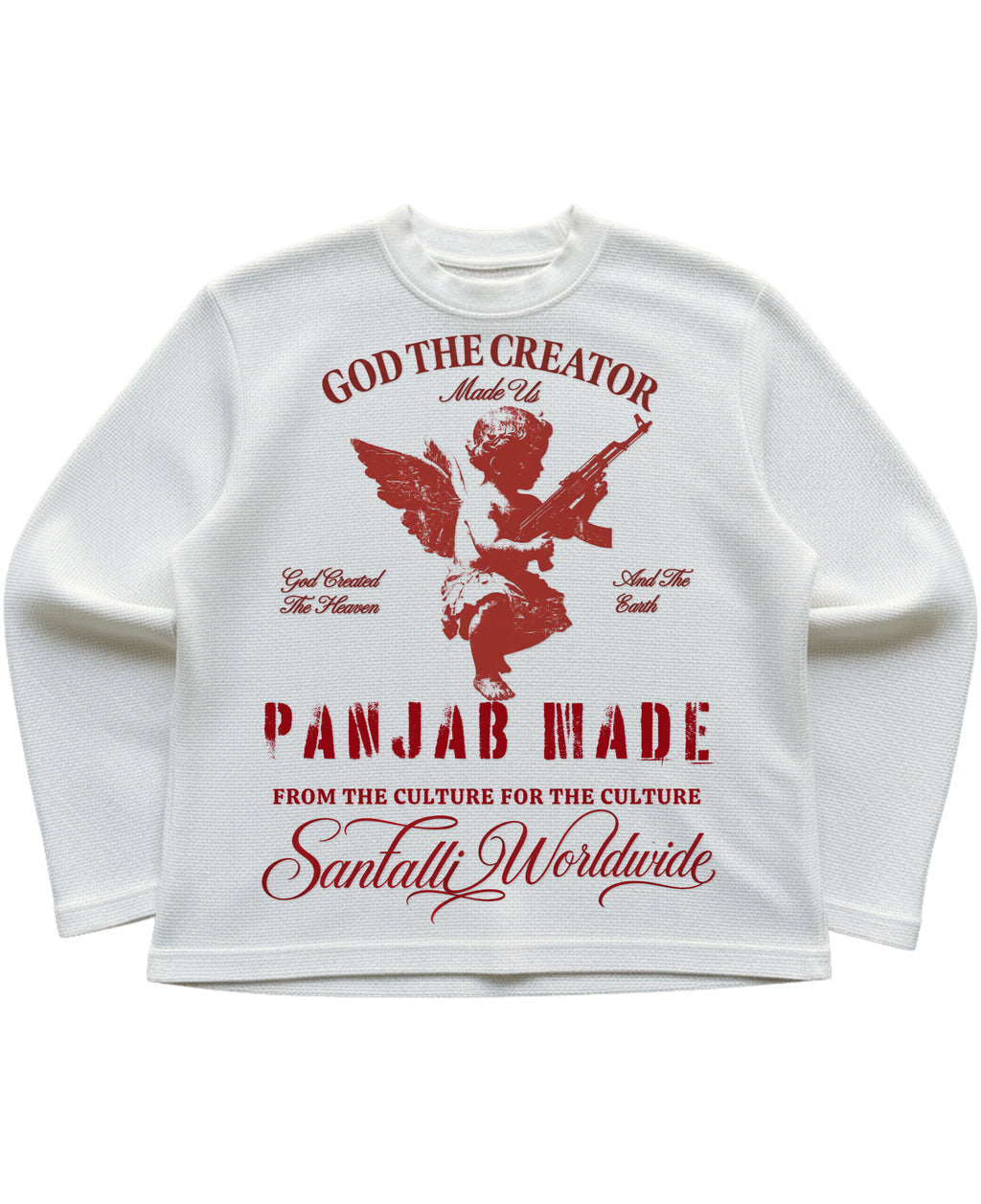 Off-white waffle knit oversized full-sleeve Front Design