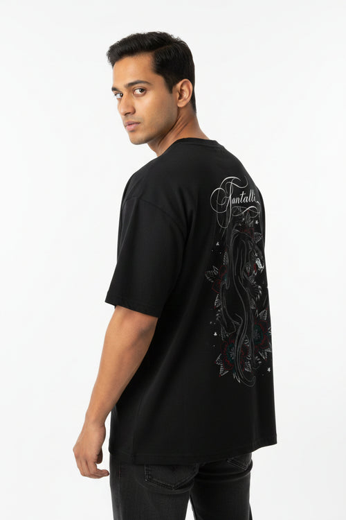 Black Boxy Fit T-shirt Back Design