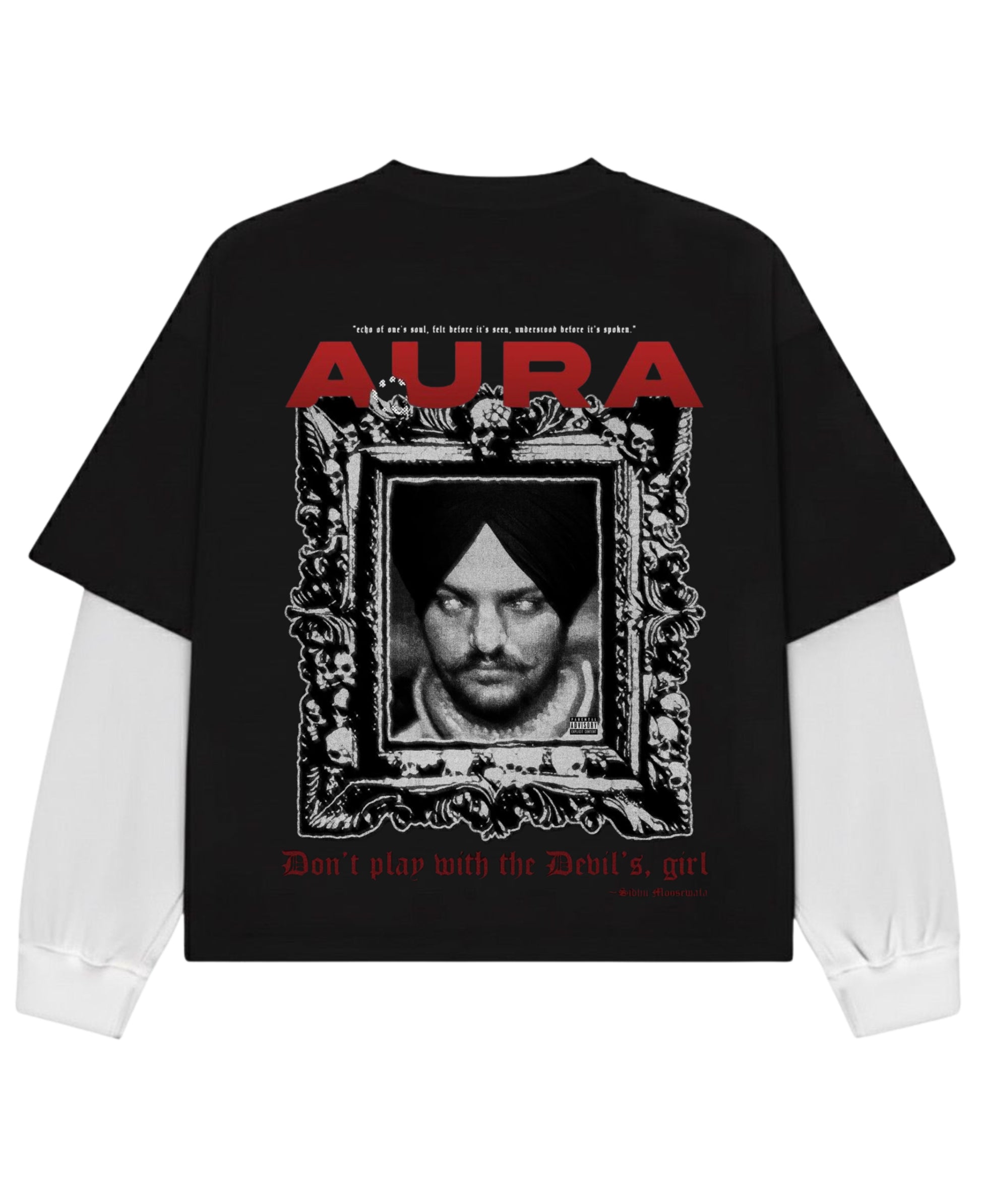 Black With White Sleeve Oversized Tee Back Design