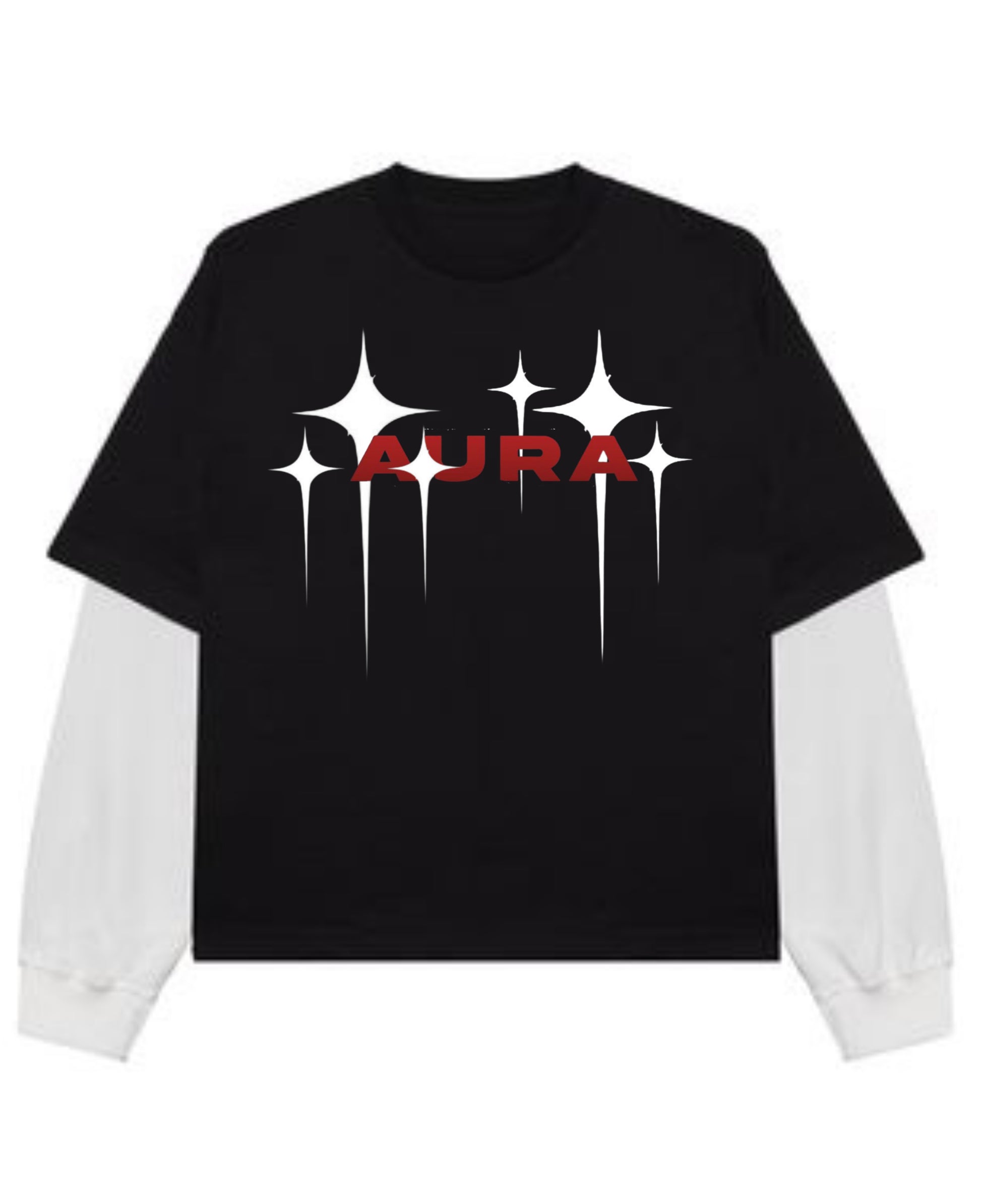 Black With White Sleeve Oversized Tee Front Design