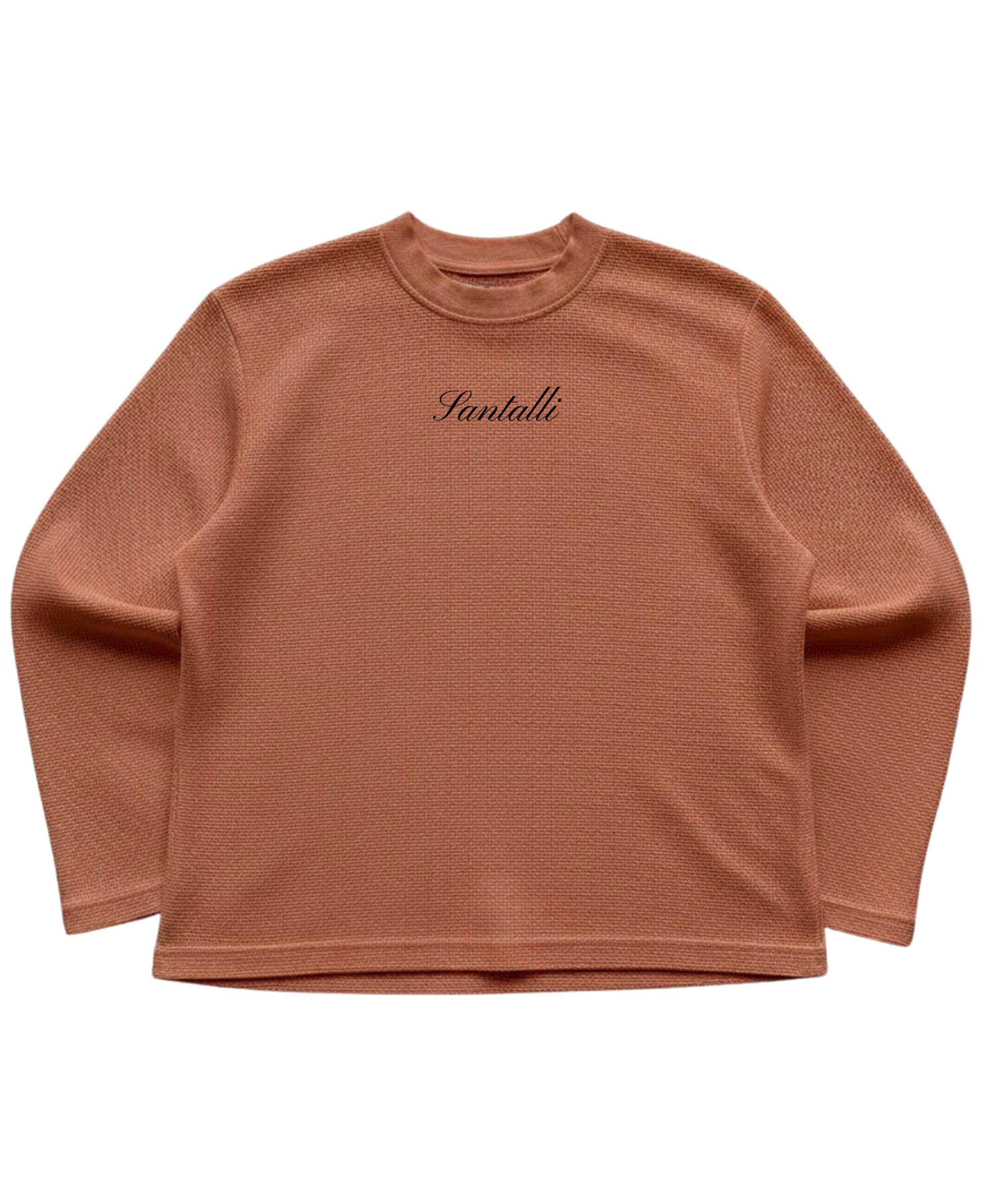 Brown waffle knit oversized full-sleeve Front Design