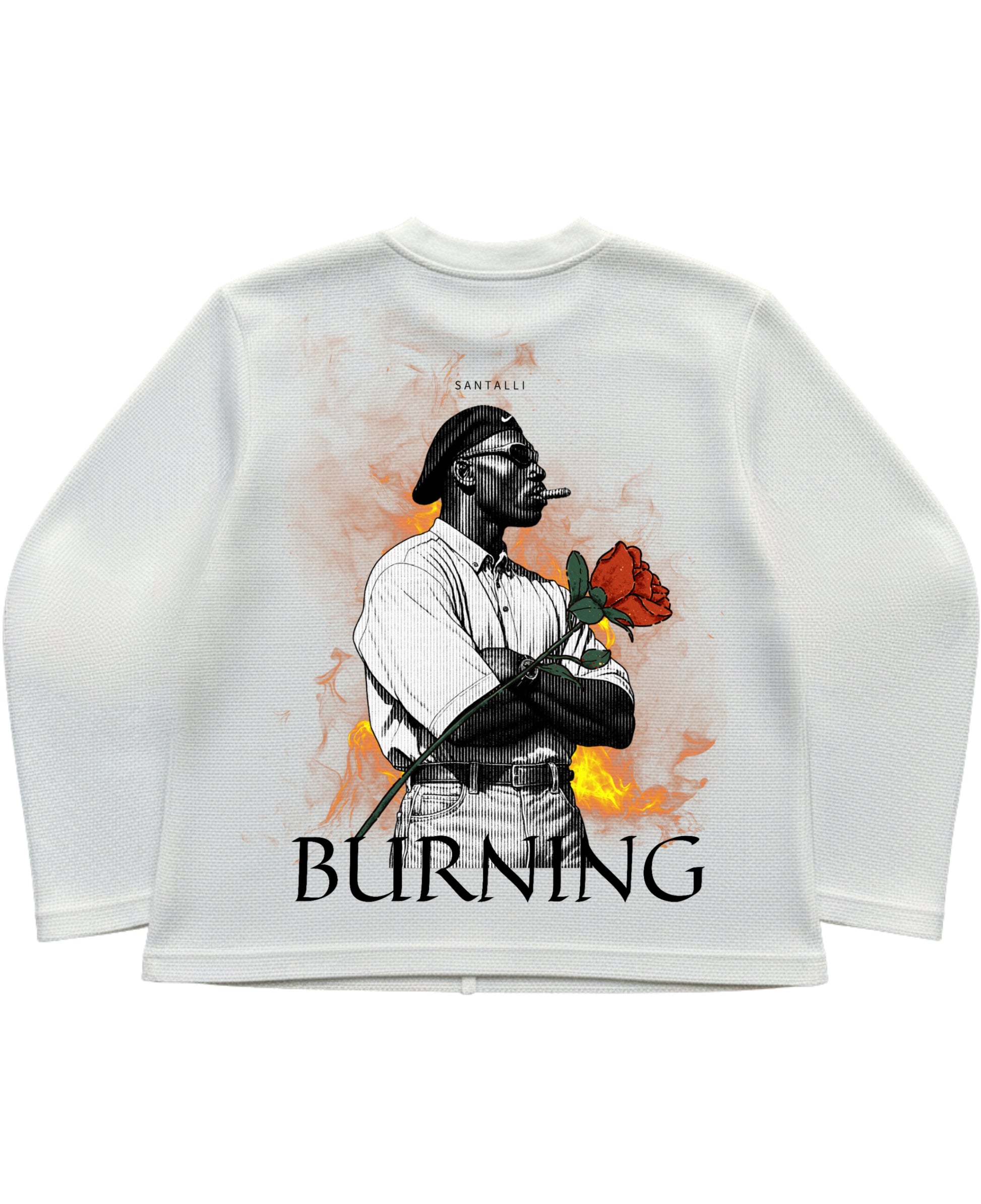 Off-white waffle knit oversized full-sleeve Back Design