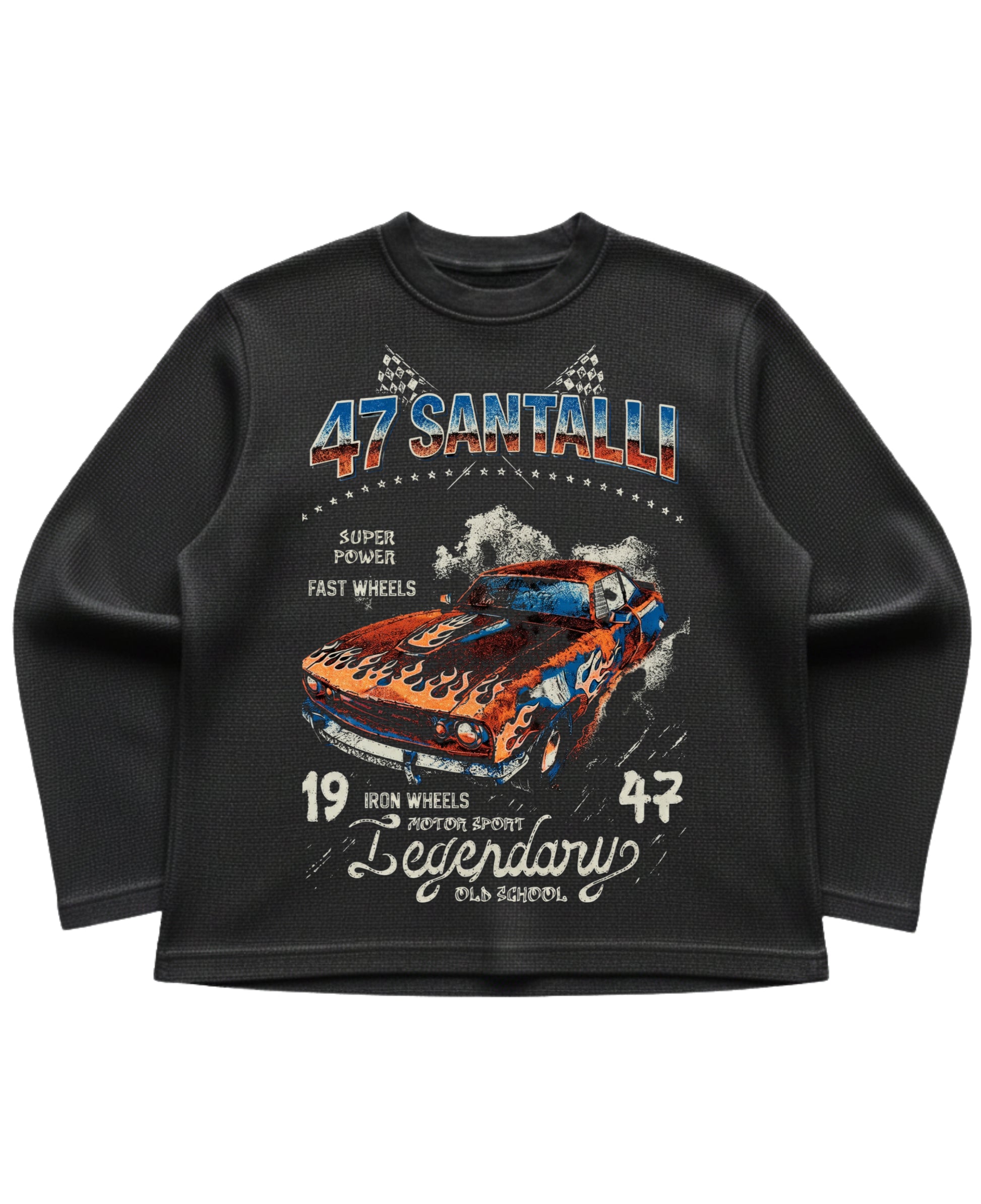 Black waffle knit oversized full-sleeve Front Design