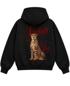 Black Boxy Dual Zipper Hoodie Back Design
