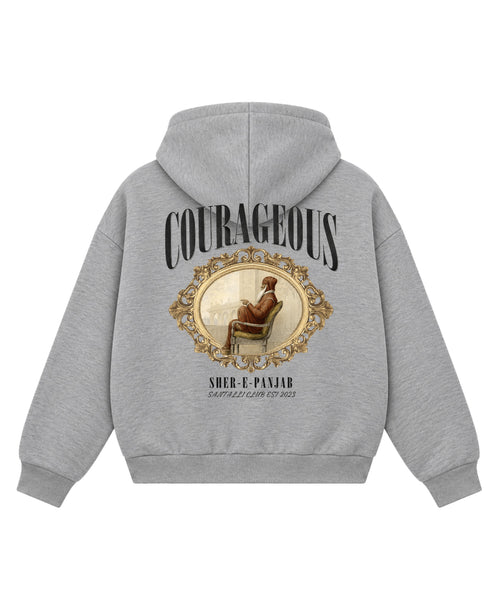Grey Boxy Double Zipped Hoodie Back Design