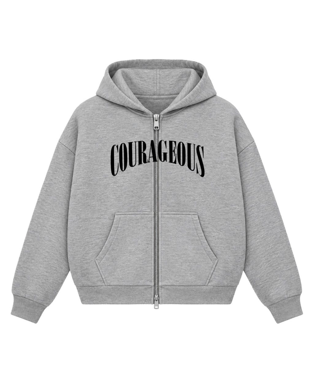 Grey Boxy Double Zipped Hoodie Front Design