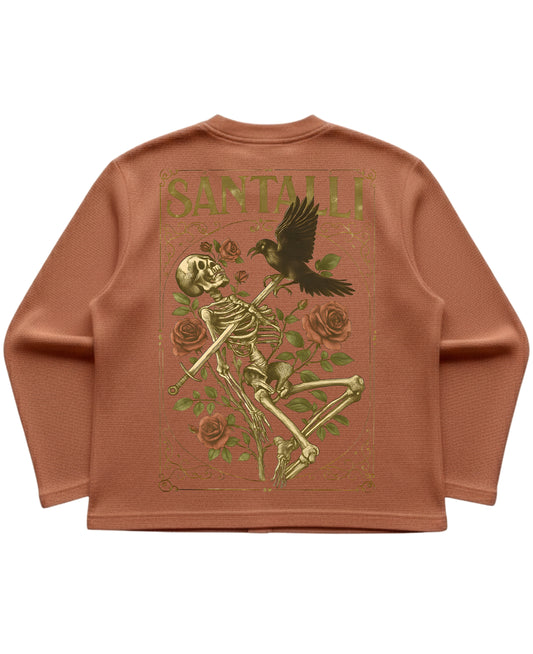 Brown waffle knit oversized full-sleeve Back Design