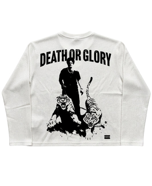 White Henley waffle knit Back Design