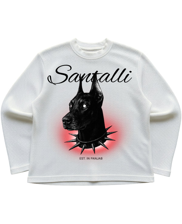 Off-white waffle knit oversized full-sleeve Front Design