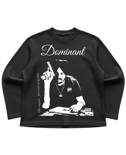 Black waffle knit oversized full-sleeve Front Design