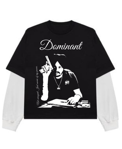 Black With White Sleeve Oversized Tee Front Design