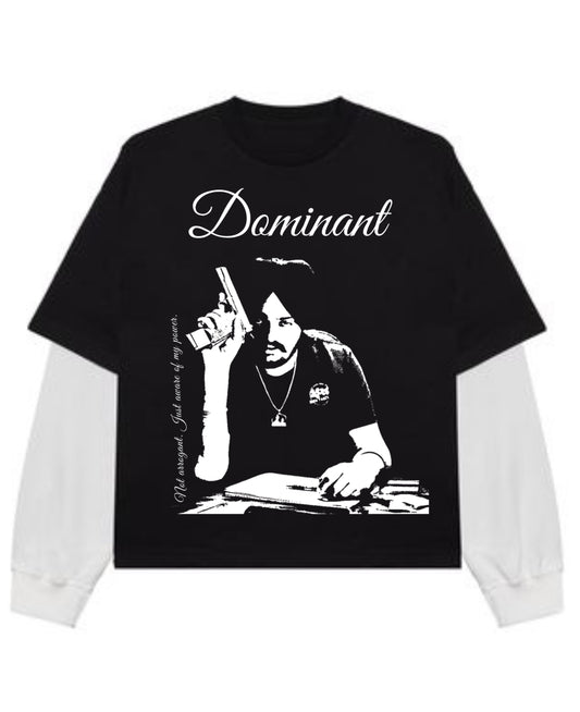 Black With White Sleeve Oversized Tee Front Design