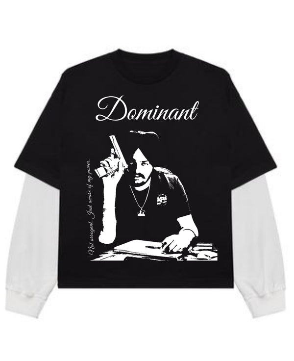 Black With White Sleeve Oversized Tee Front Design