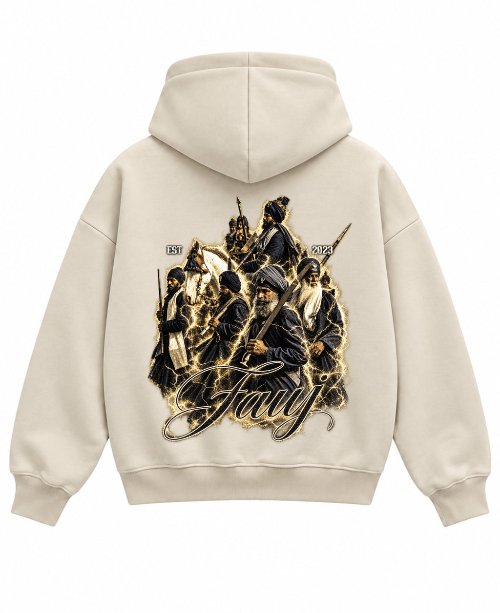 Cream Boxy Hoodie Back Design