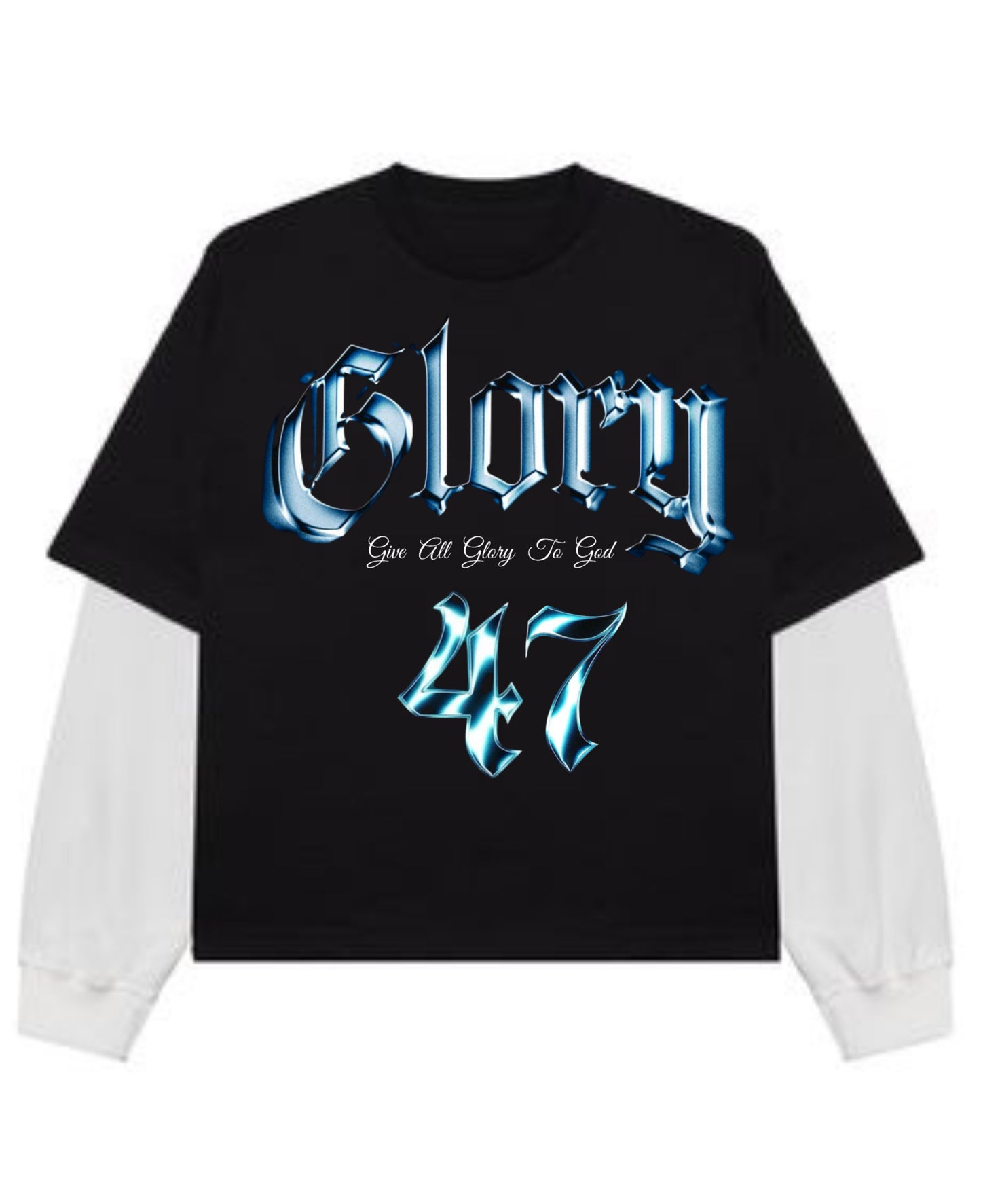 Black With White Sleeve Oversized Tee Front Design