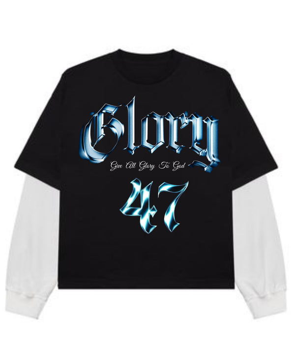 Black With White Sleeve Oversized Tee Front Design