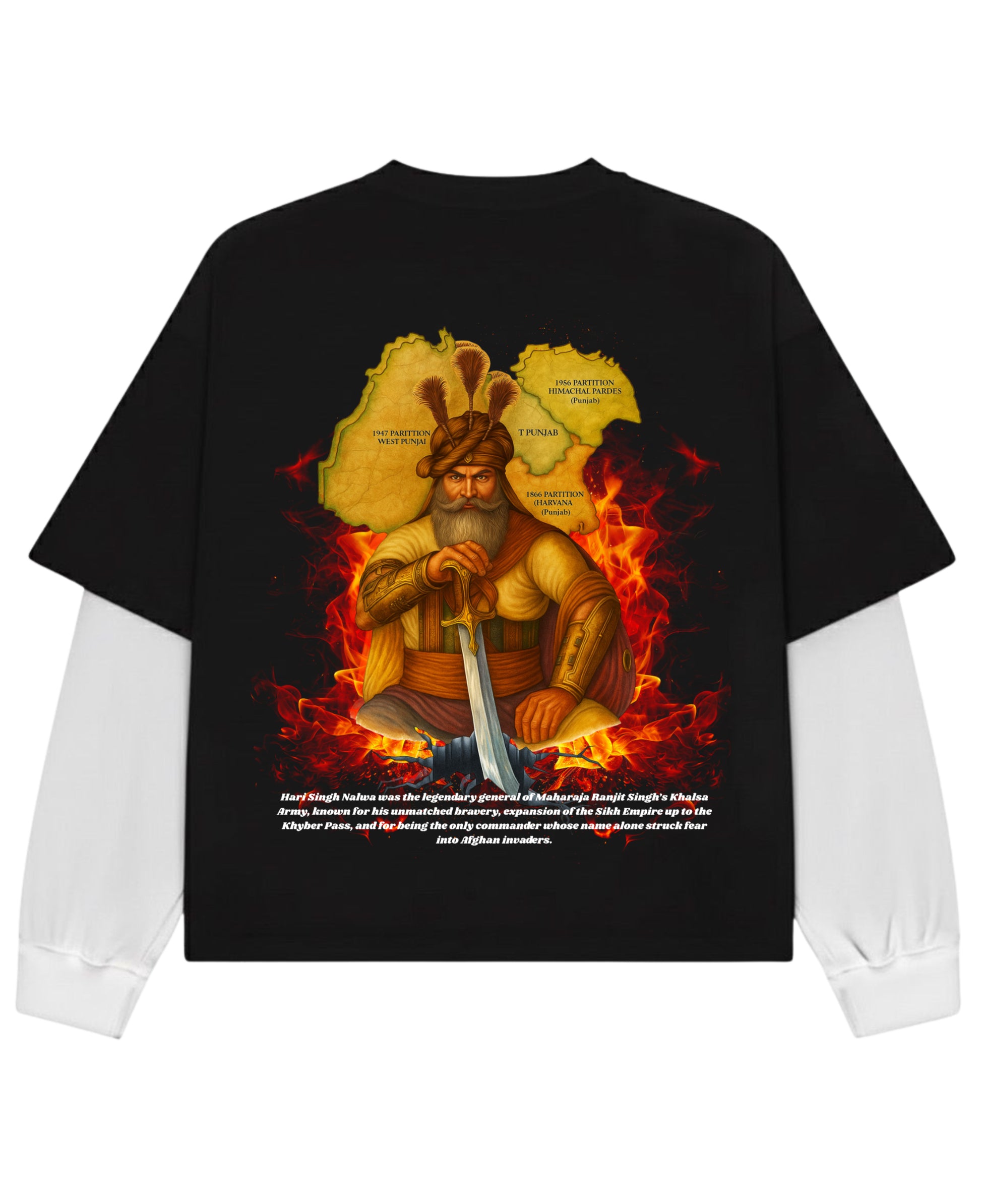 Black With White Sleeve Oversized Tee Back Design