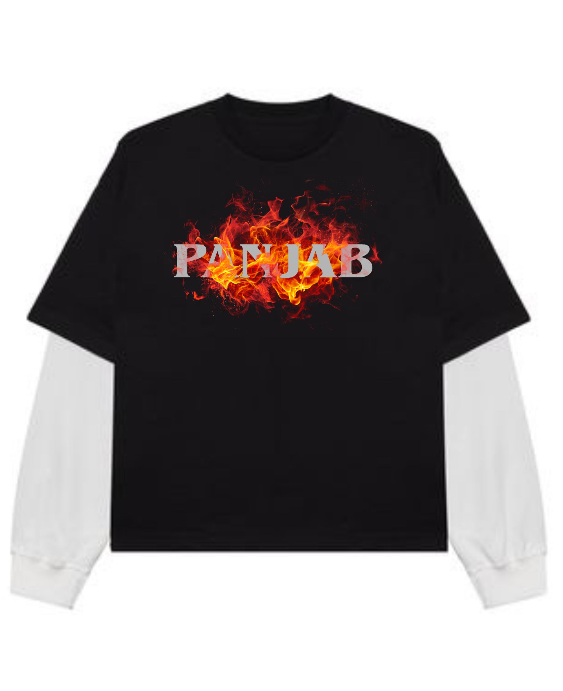 Black With White Sleeve Oversized Tee Front Design
