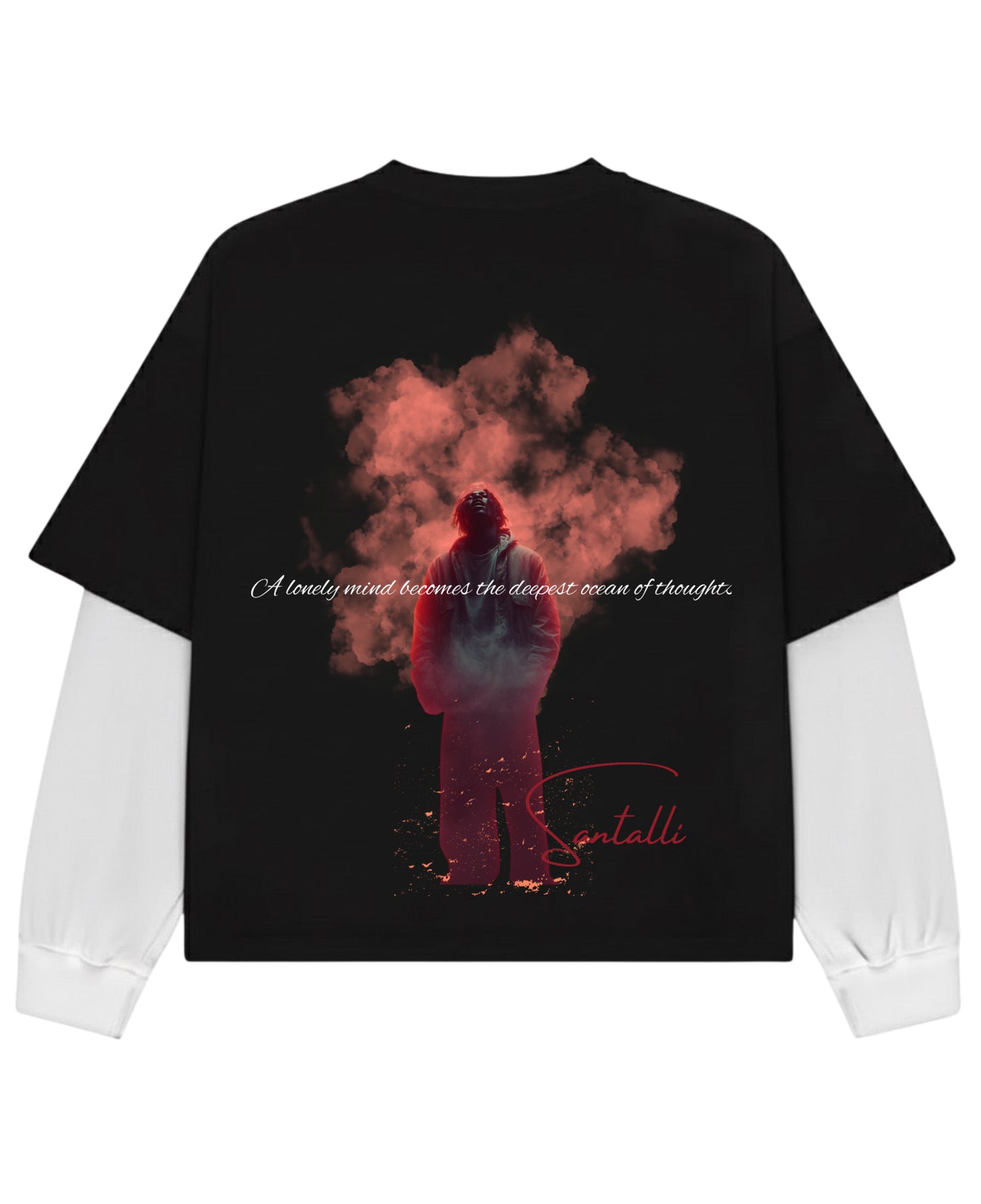 Black With White Sleeve Oversized Tee Back Design