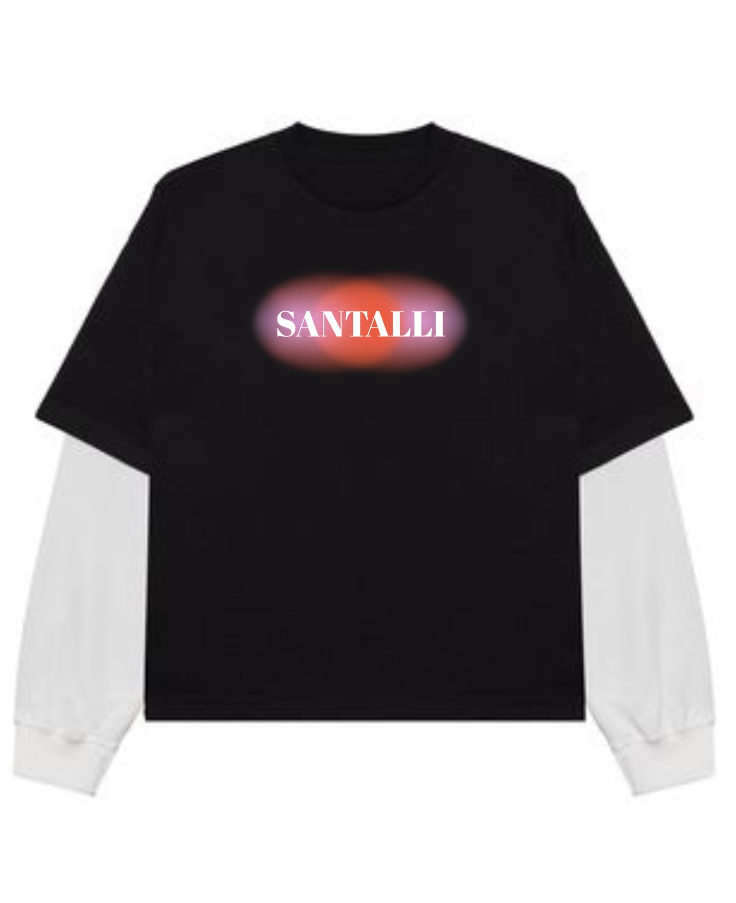 Black With White Sleeve Oversized Tee Front Design