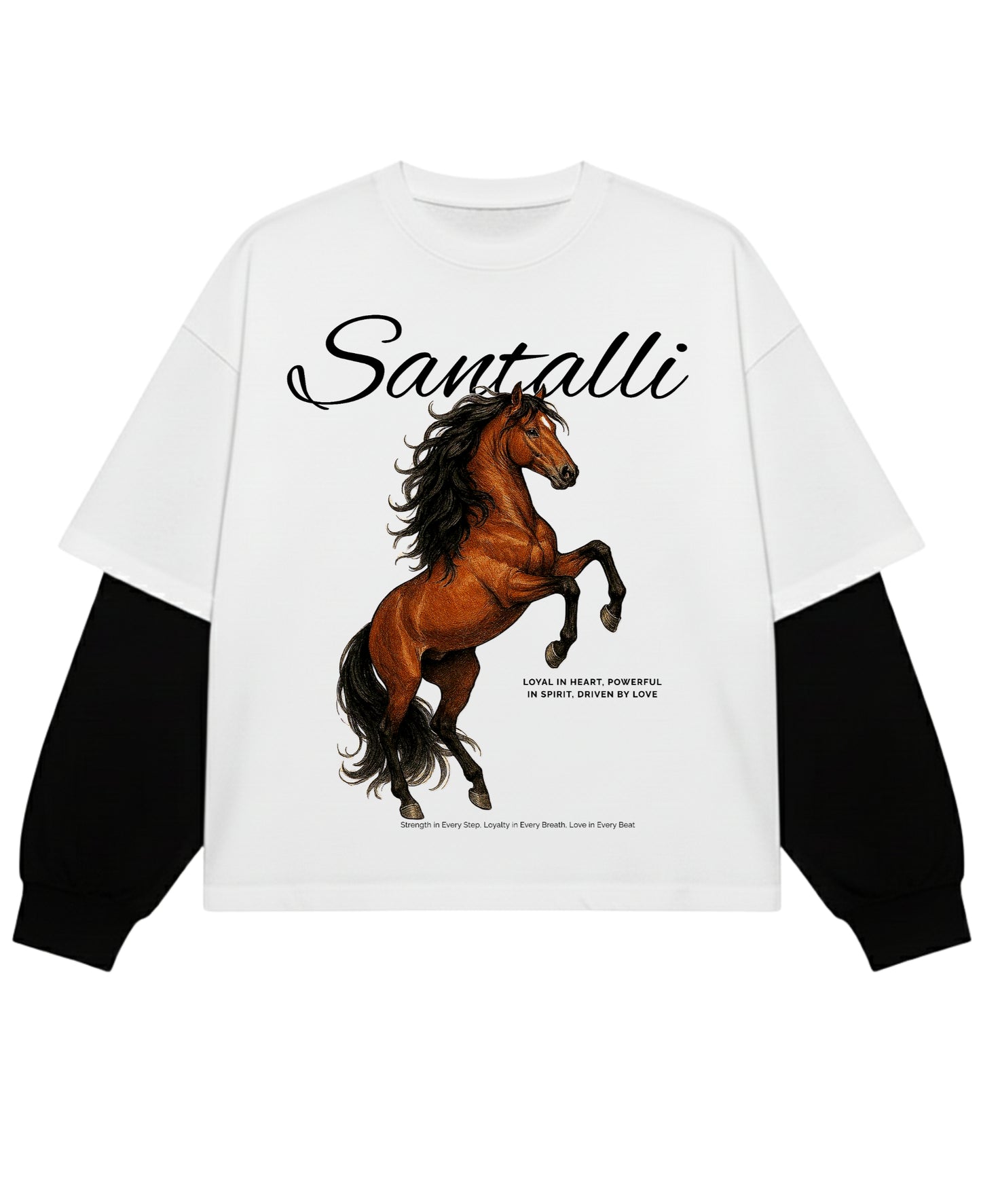 White With Black Sleeve Oversized Tee Front Design