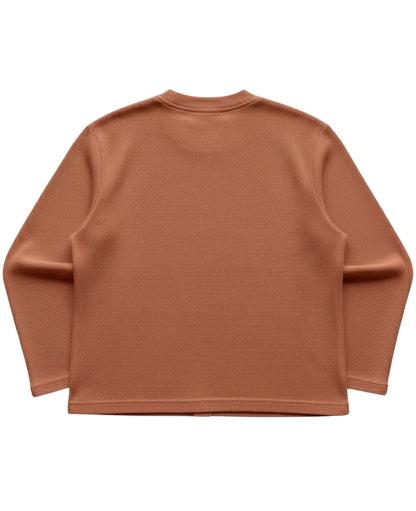 Brown waffle knit oversized full-sleeve Back Design