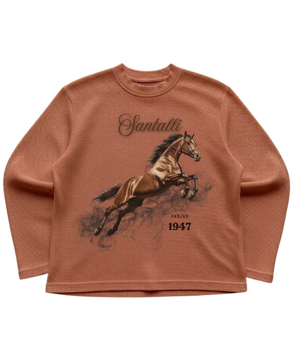 Brown waffle knit oversized full-sleeve Front Design