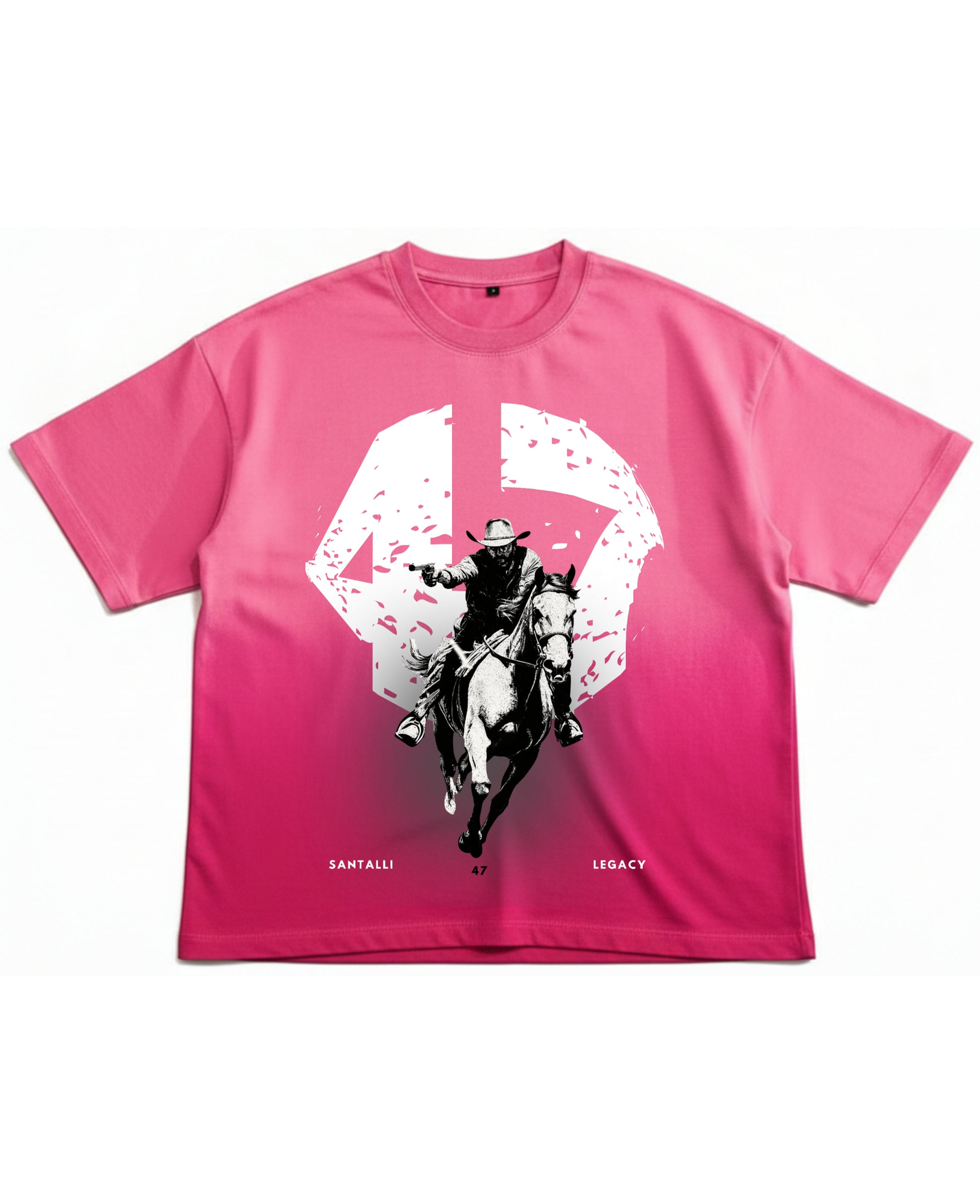 Pink Sunfade Ombré Wash Boxy Fit T-shirt Front Design