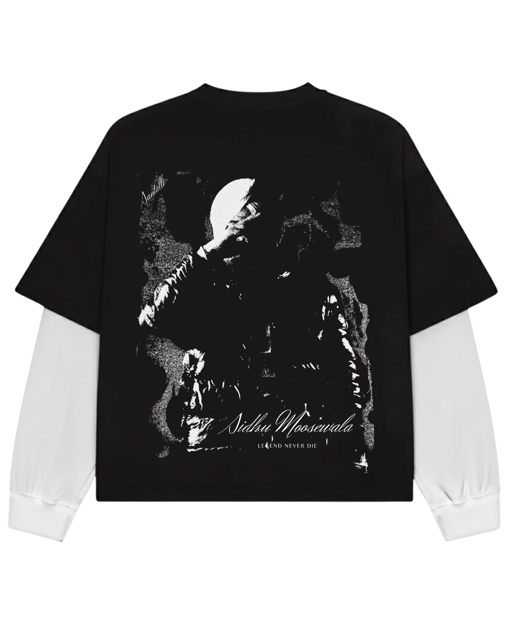 Black With White Sleeve Oversized Tee Back Design