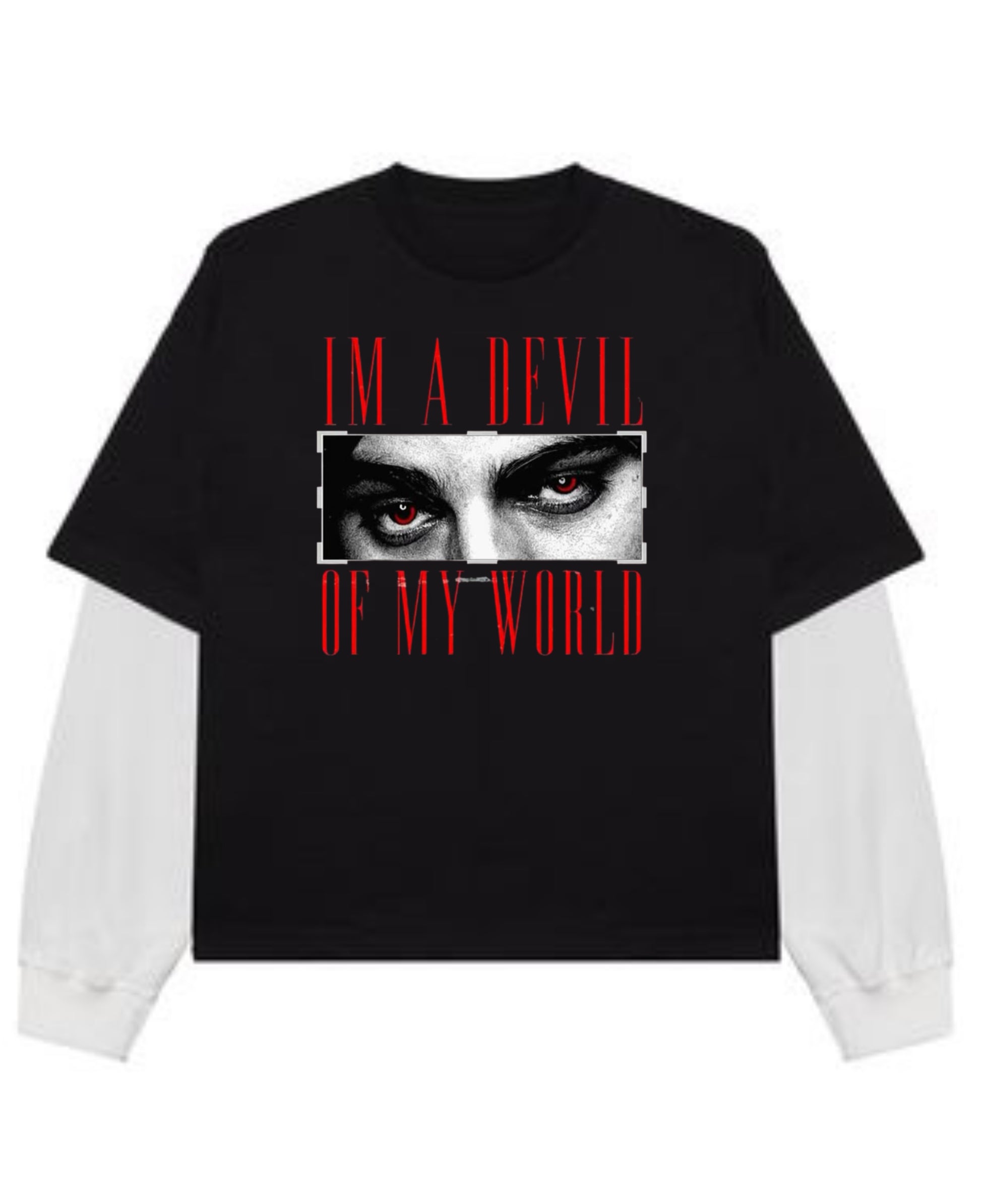 Black With White Sleeve Oversized Tee Front Design