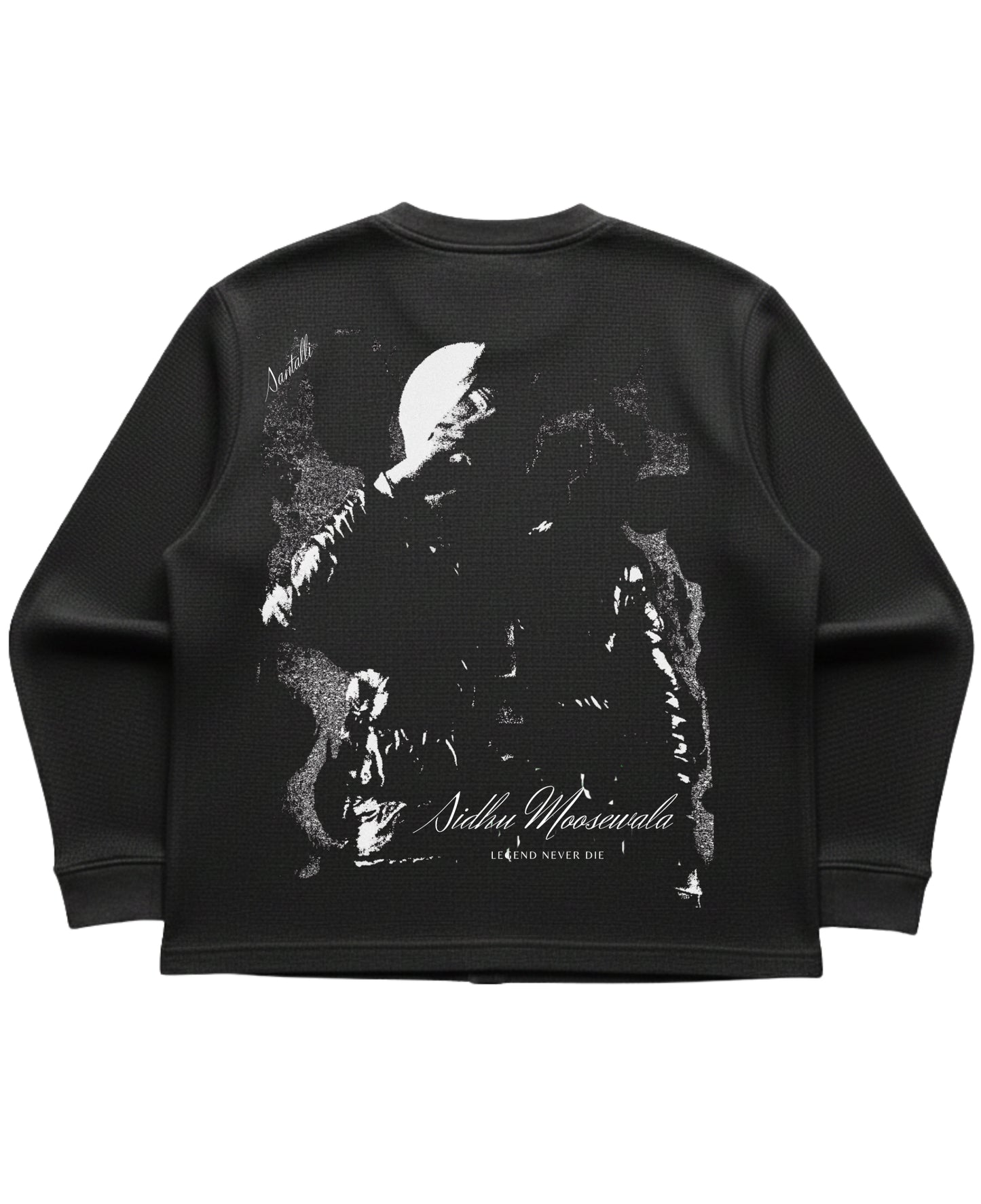 Black waffle knit oversized full-sleeve Back Design