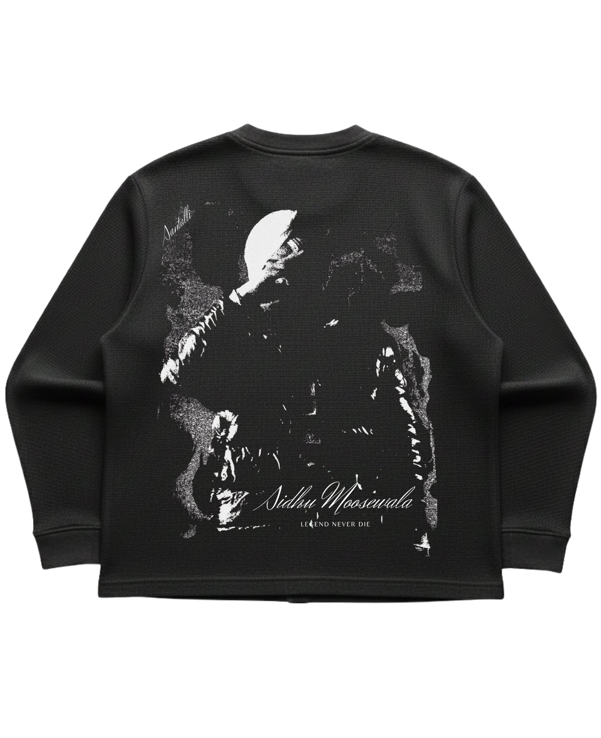 Black waffle knit oversized full-sleeve Back Design