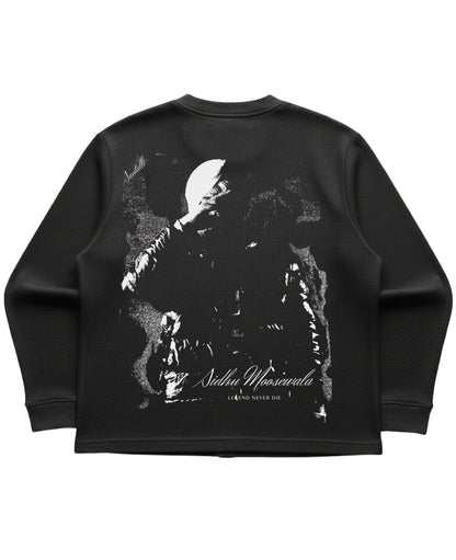 Black waffle knit oversized full-sleeve Back Design