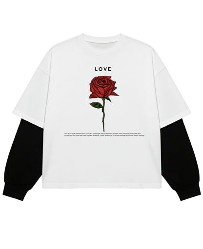 White With Black Sleeve Oversized Tee Front Design