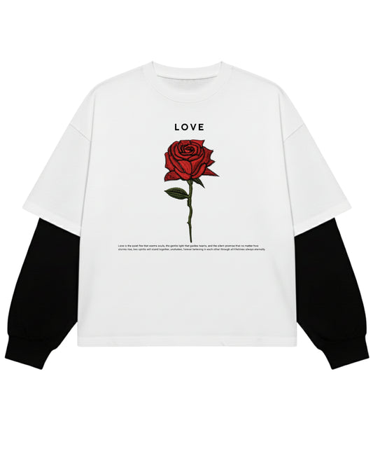 White With Black Sleeve Oversized Tee Front Design