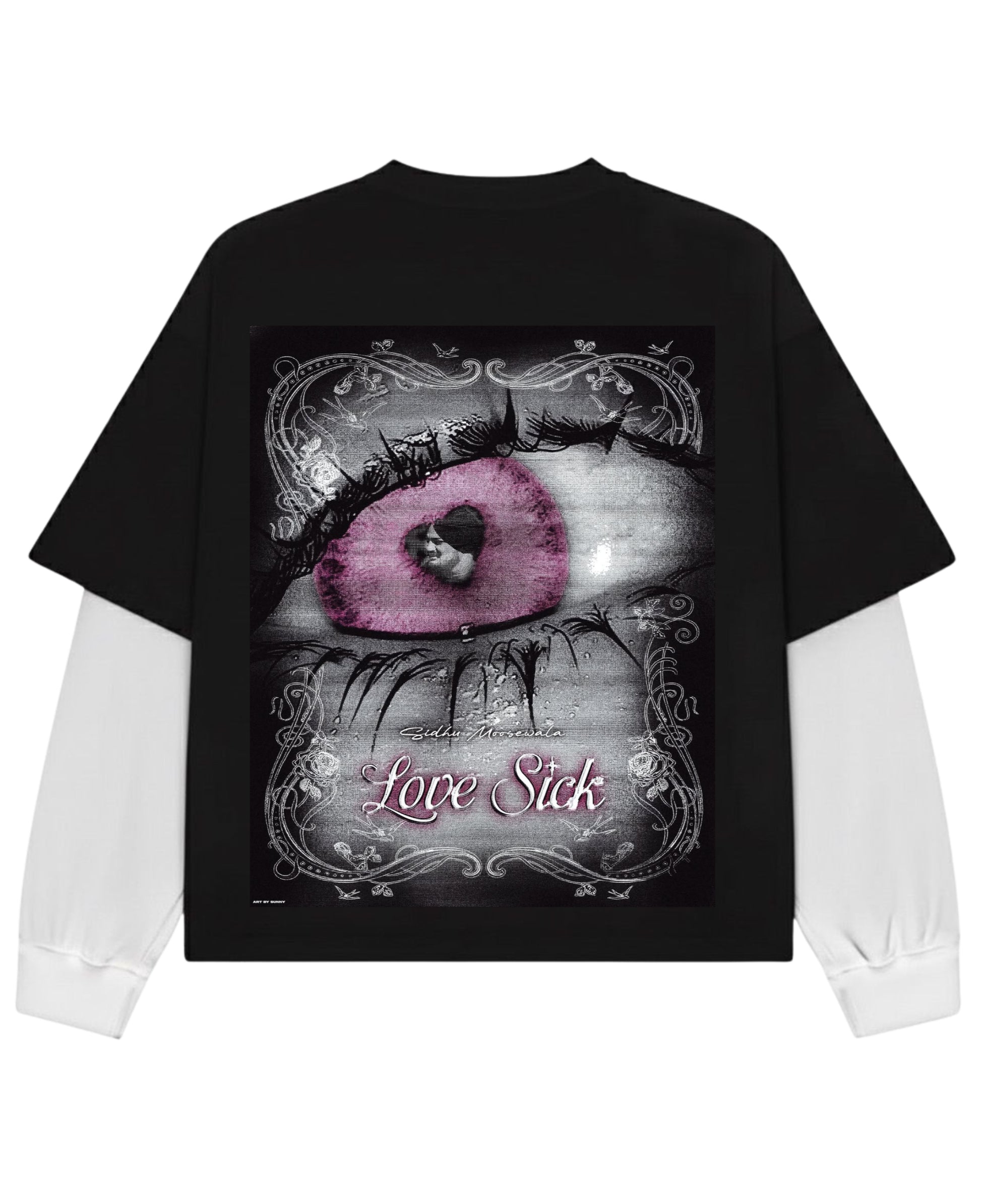 Black With White Sleeve Oversized Tee Back Design