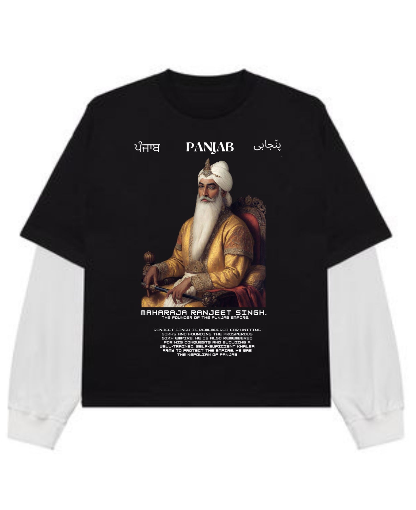 Black With White Sleeve Oversized Tee Front Design