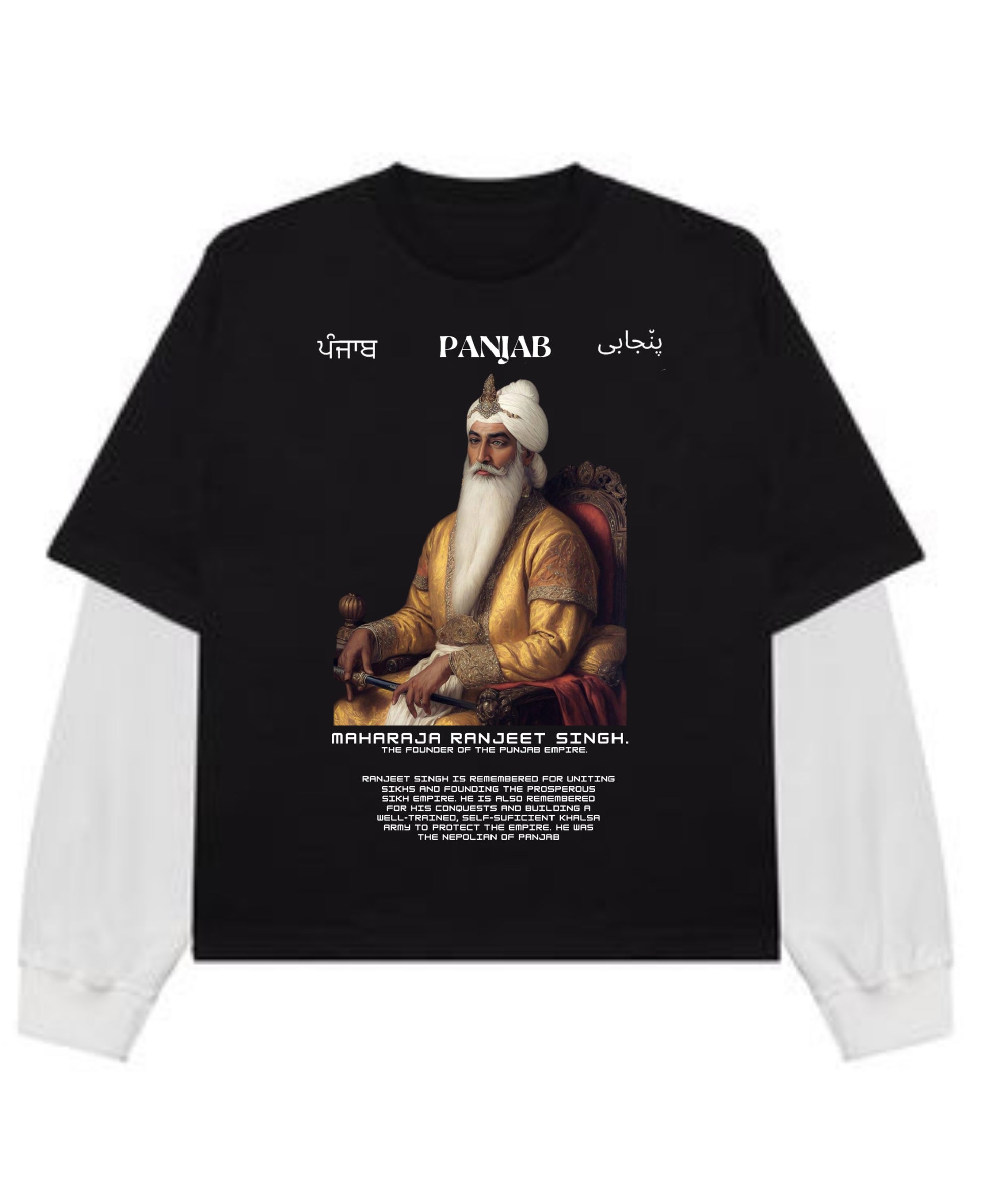 Black With White Sleeve Oversized Tee Front Design